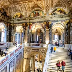 Grand staircase in Vienna's Kunsthistorisches Museum, a highlight of any 24 hours in Vienna visit.