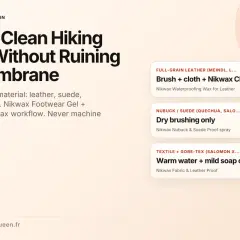 Learn how to clean hiking boots made of leather, suede, or Gore-Tex without damaging the membrane. Includes Nikwax product recommendations.
