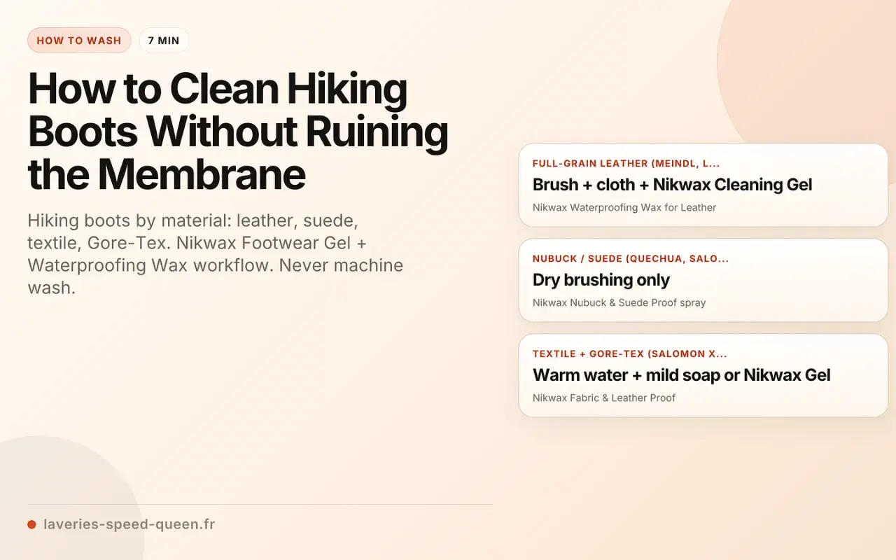 Learn how to clean hiking boots made of leather, suede, or Gore-Tex without damaging the membrane. Includes Nikwax product recommendations.