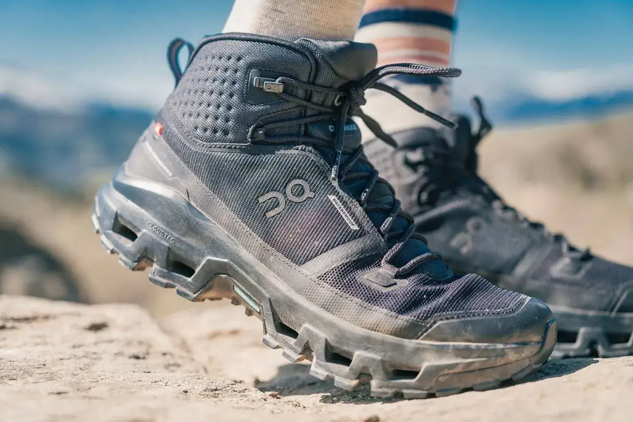 Hiking boots should fit snugly but comfortably, allowing room for toes to wiggle. These black waterproof boots are ready for adventure.